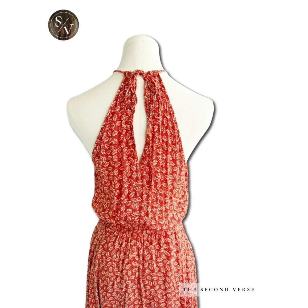 Vici Floral Maxi Dress Halter Dress Boho Wedding Guest Size Medium - Picture 5 of 7